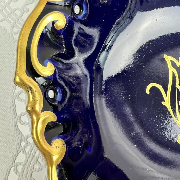 2 Vintage Stadtilm Cobalt Blue Round Shape Decorative Trinket Candy Dishes - Picture 11 of 13